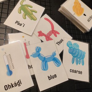 Flashcards artesanais da língua Tewa – Conjunto de 40 cartões com ilustrações