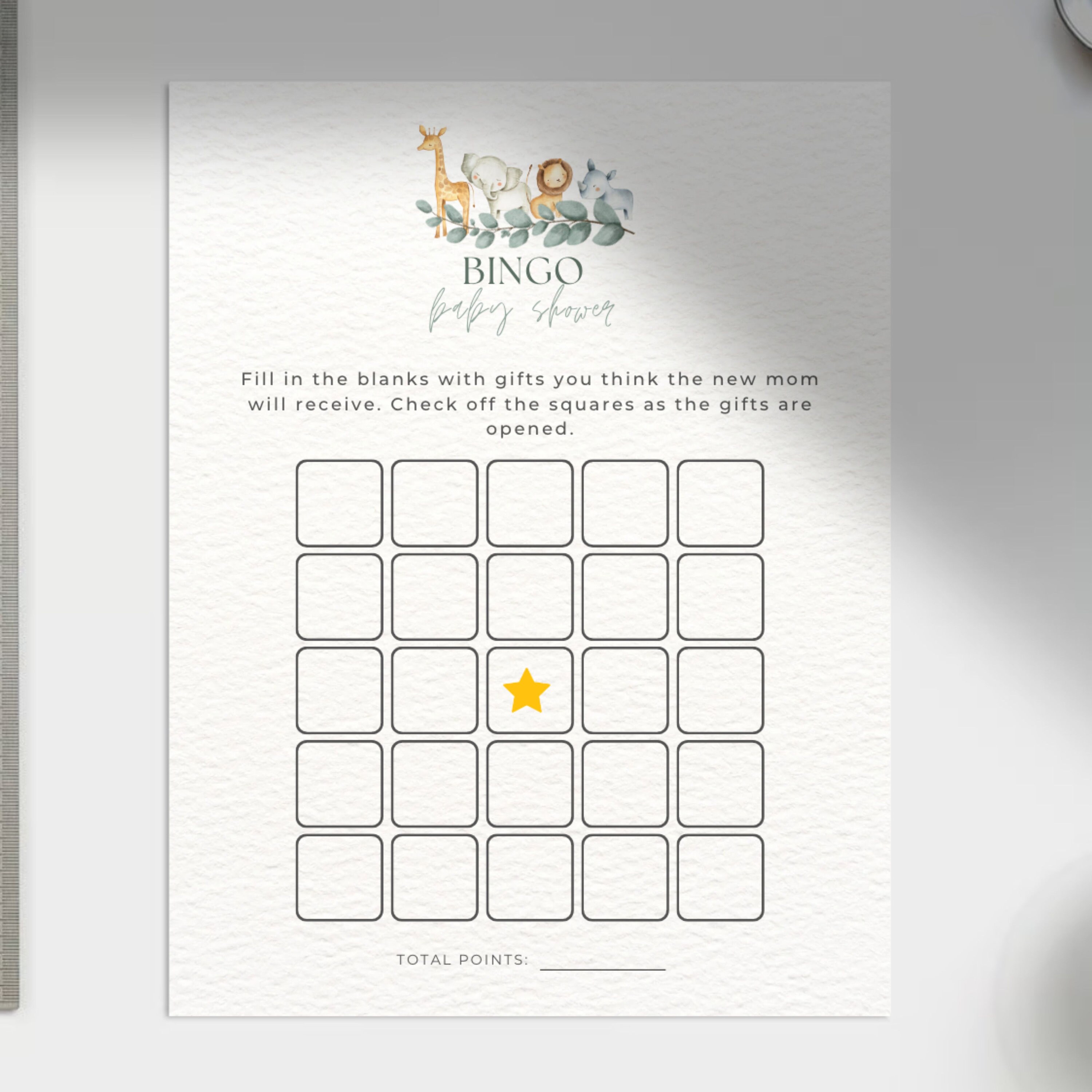 Pacchetto giochi per baby shower Safari, pacchetto giochi per