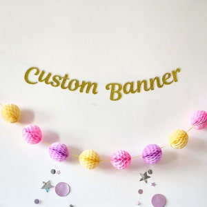 Custom Glitter Banner Personalized Script Glitter Sign String Letter Sign Personalized Party Banner Script Sign on String Sign Custom Banner