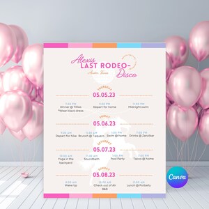 Cowgirl Disco Decor Personalized Bachelorette Itinerary Rodeo Disco Itinerary Customized Bachelorette Party Invitation Cowgirl Bachelorette