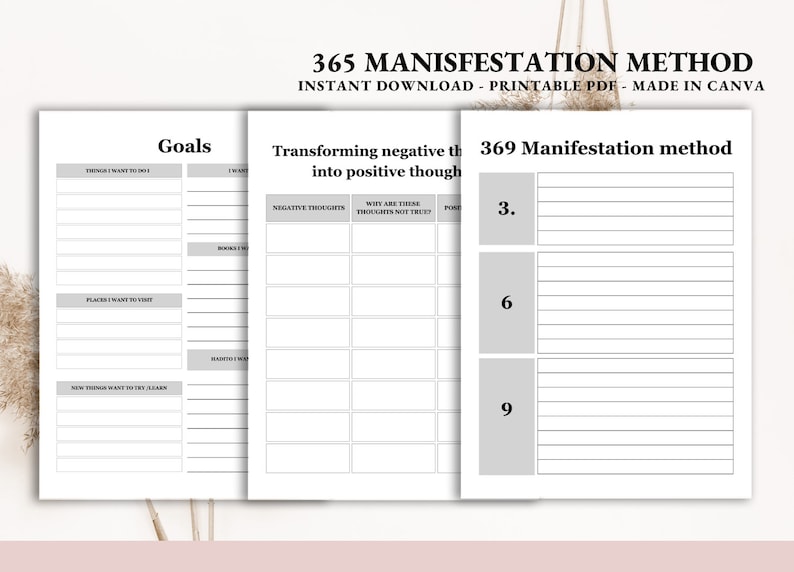 Manifestation Planner Printable | Dream Journal Digital | Mental Health ...