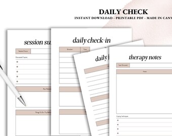 Therapy Notes, Therapy Session Log, Pre and Post Therapy Session Notes, Therapy Tools, Therapy Overview, Printable Notes, Self Care