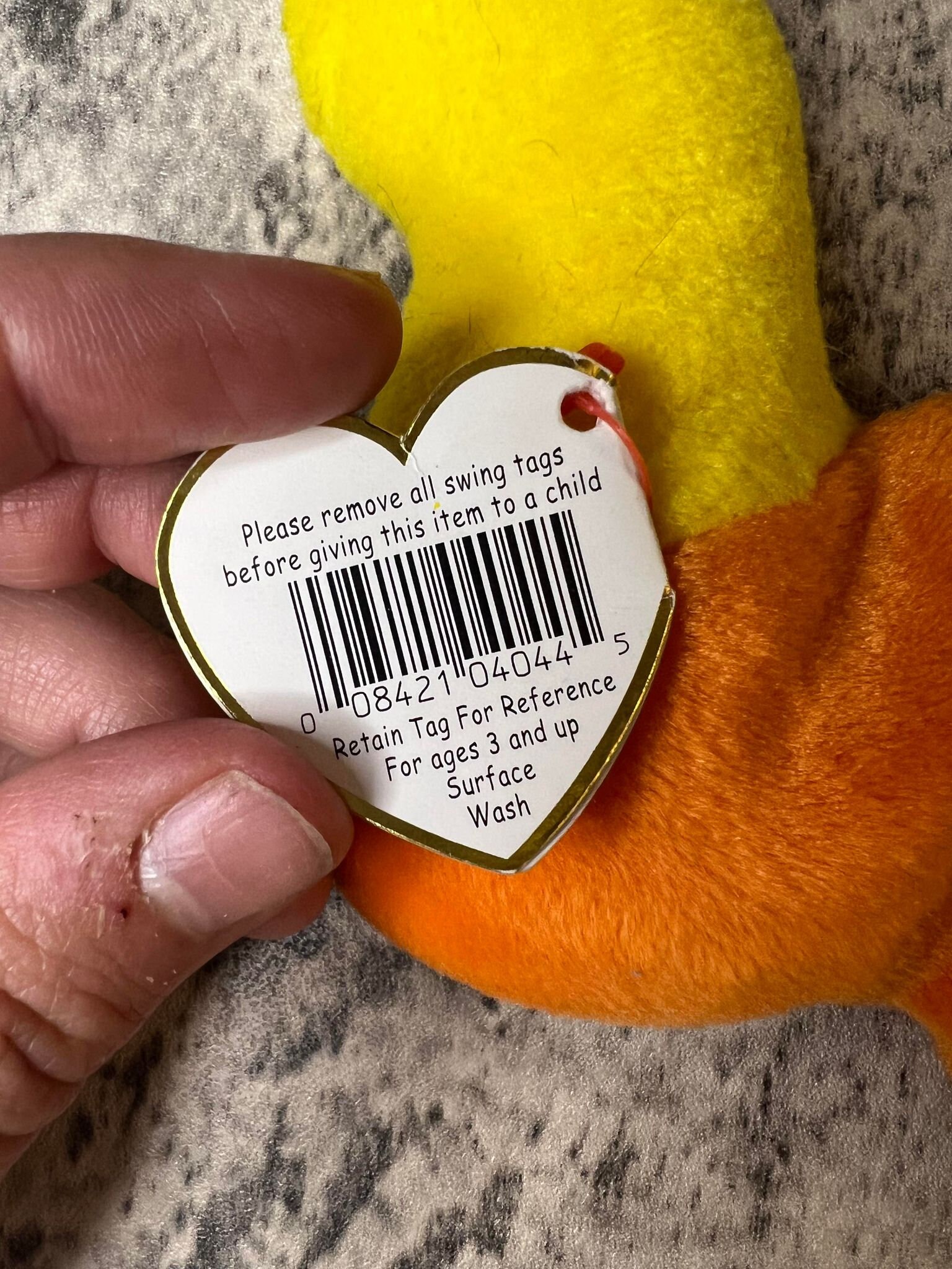 TY Beanie Babies Inch the Inchworm 1995 Tag Errors, Mint, Retired