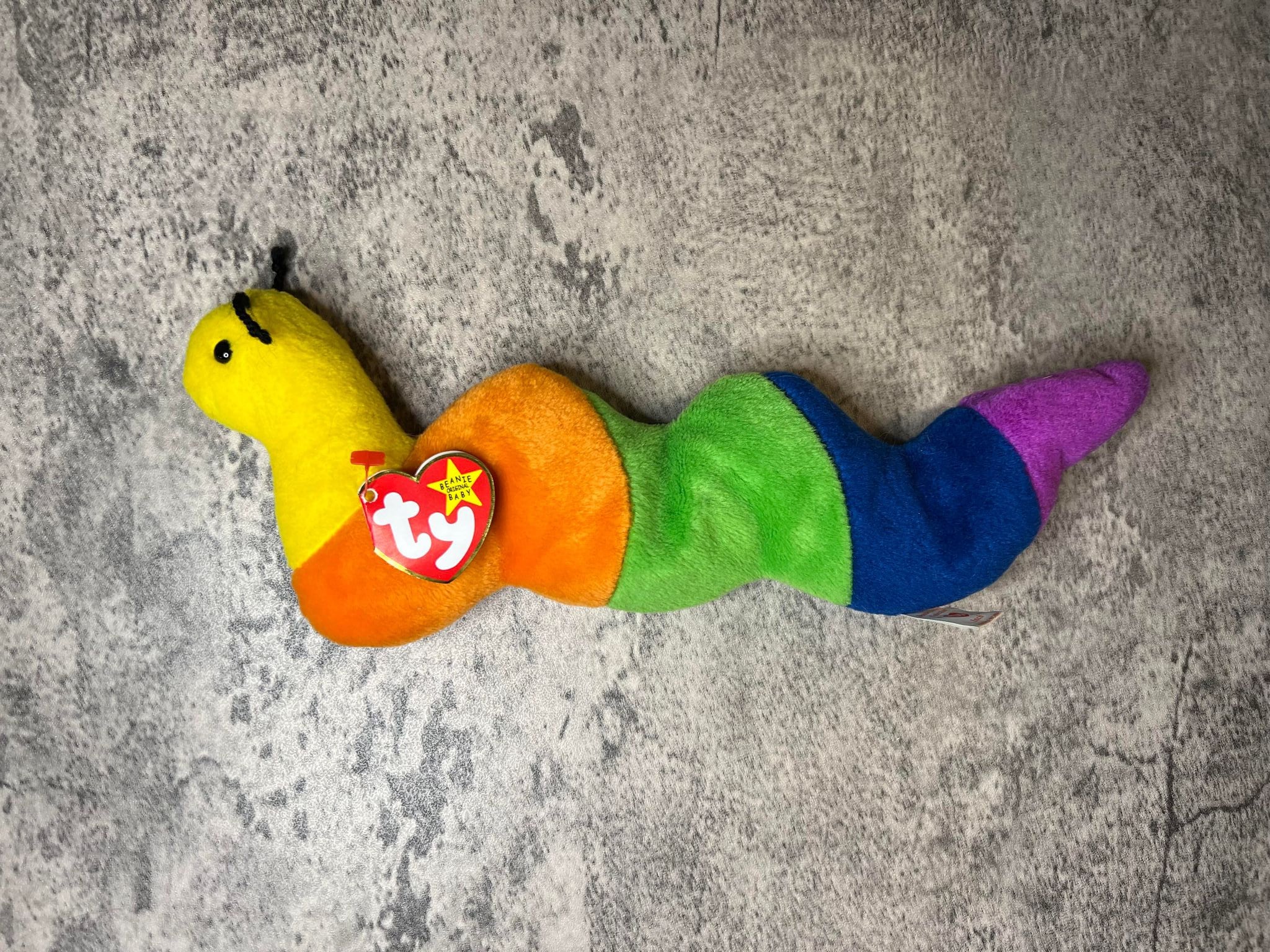 TY Beanie Babies Inch the Inchworm 1995 Tag Errors, Mint, Retired