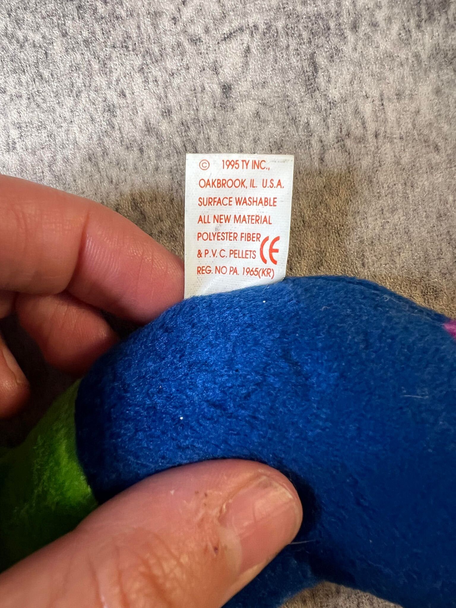 TY Beanie Babies Inch the Inchworm 1995 Tag Errors, Mint, Retired