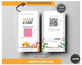 Spring Scent Card Template | Editable Printable Cards, Colorful Canva Design Easter, Instant Download, Flower Scent Sample, Candle, Perfume