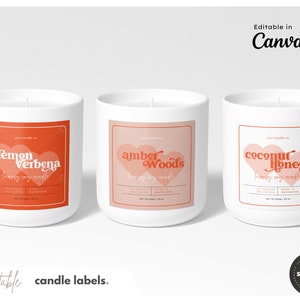 Editable Candle Labels > Square Candle Label > Printable Template Canva > Custom > Minimal Candle Label > Custom Product Label > SOY DIY