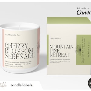 Boho Kerzenetiketten > bearbeitbares Kerzenetikett quadratisch > Canva Vorlage > benutzerdefiniertes druckbares Produktetikett > erstellen Sie Ihr eigenes Etikett