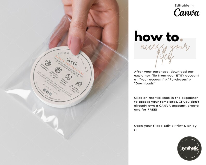 Editable candle safety label sticker template  with safety candle instructions. Safety candle label with candle warning. Candle warning sticker & candle sticker warning label for your small business. Personalized warning sticker template. Round label
