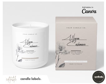 Personalized Candle Labels &gt; Candle Label Sticker &gt; Printable Template Canva &gt; Modern Candle Label &gt; Candle Branding &gt; Custom Product Label