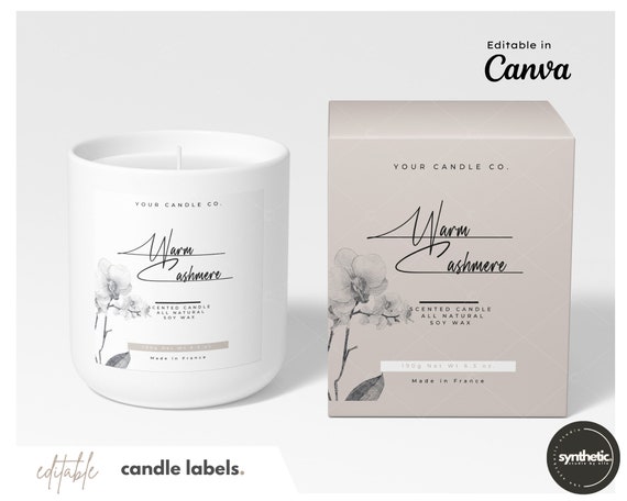 Personalized Candle Labels > Candle Label Sticker > Printable Template Canva > Modern Candle Label > Candle Branding > Custom Product Label