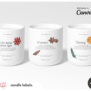 3 etichette personalizzate per candele di NATALE > Etichetta per candele natalizie > Etichetta quadrata di NATALE > Stampabile > Modello di etichetta per candele di Natale Canva