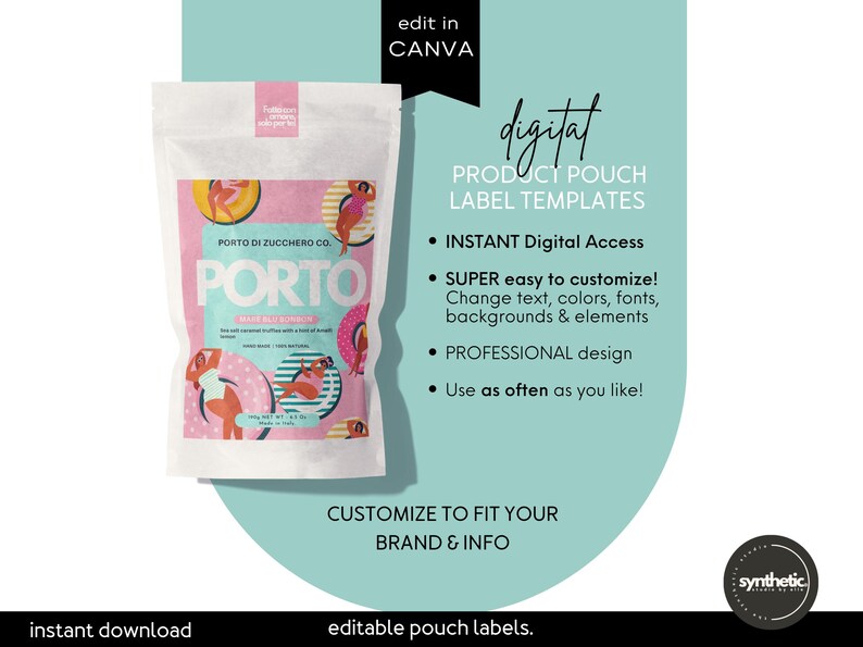 Summer Candy & Body Scrub Pouch Label Template | Editable Canva ...