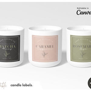 Editable Candle Labels &gt; Square Candle Label &gt; Printable Template Canva &gt; Custom &gt; Minimal Candle Label &gt; Custom Product Label &gt; SOY DIY