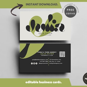 Sjabloon voor visitekaartjes | Kleurrijk en minimaal canvassjabloon | Direct downloaden | Bewerkbare afdrukbare visitekaartjes | Digitaal product | Aangepast: