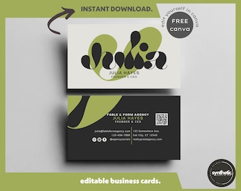 Business Card Template | Colorful & Minimal Canva template | Instant Download | Editable Printable Visiting Cards | Digital Product | Custom