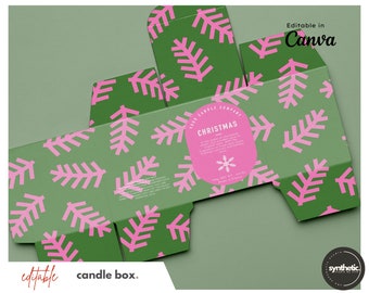 4 Personalized CHRISTMAS Candle Box Templates | XMAS Candle Gift Box | Custom Packaging |  Editable Template, Candle Box for 9 oz candle