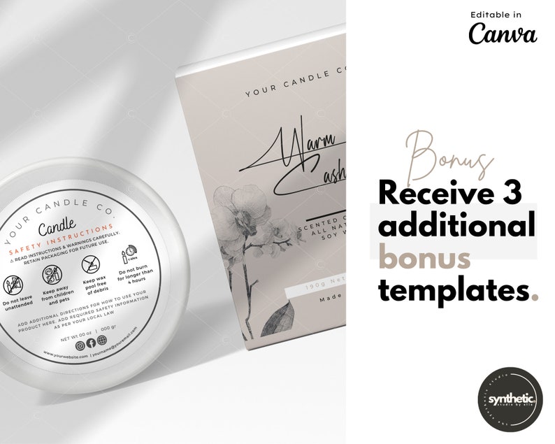 Editable candle safety label sticker template  with safety candle instructions. Safety candle label with candle warning. Candle warning sticker & candle sticker warning label for your small business. Personalized warning sticker template. Round label