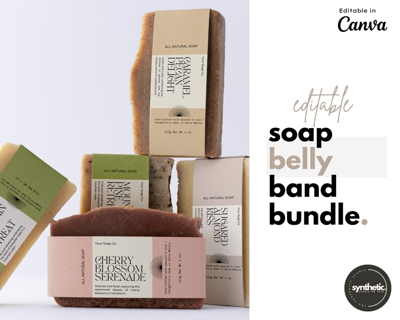 Editable Soap Labels Canva Templates. Printable Custom Soap Labels