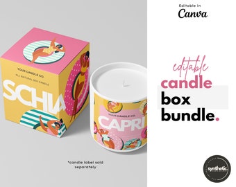3 Personalized Candle Box Templates & Candle Gift Box | Minimalistic Box |  Editable Template, Candle Box | 3x3x4.1 inches for 9 oz SUMMER