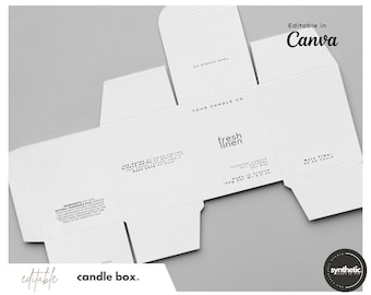 2 Personalized Candle Box Templates & Candle Gift Box | Minimalistic Box |  Editable Template, Candle Box | 3x3x4.1 inches for 9 oz candle