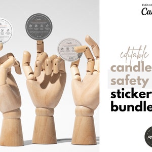 Editable candle safety label sticker template  with safety candle instructions. Safety candle label with candle warning. Candle warning sticker & candle sticker warning label for your small business. Personalized warning sticker template. Round label