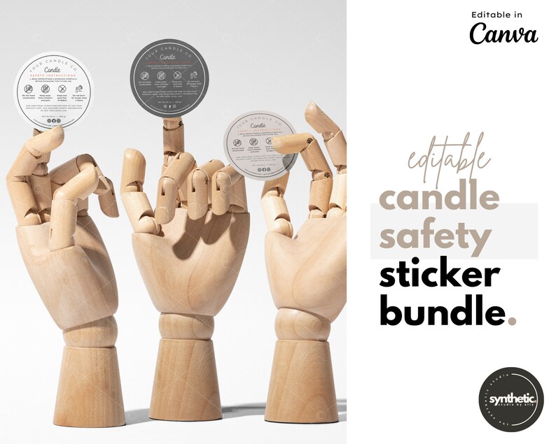 Editable candle safety label sticker template  with safety candle instructions. Safety candle label with candle warning. Candle warning sticker & candle sticker warning label for your small business. Personalized warning sticker template. Round label