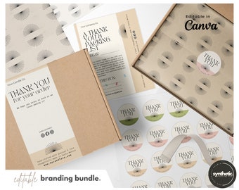 Custom Packaging | Editable Branding Kit, Branding Package, Modern, Branded packaging + Box Label, Tissue Paper, Wrapping, Thank You Card