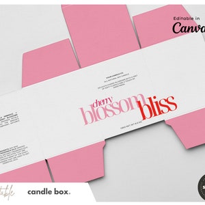 5 Personalized Candle Box Templates | Candle Gift Box | Custom Packaging |  Editable Template, Candle Box | 3x3x4.1 inches for 9 oz candle. Editable custom packaging for your own branding. Candle gift box,	personalized candle packaging,  logo box