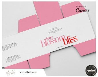 5 Personalized Candle Box Templates | Candle Gift Box | Custom Packaging |  Editable Template, Candle Box | 3x3x4.1 inches for 9 oz candle