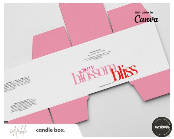 5 Personalized Candle Box Templates | Candle Gift Box | Custom Packaging |  Editable Template, Candle Box | 3x3x4.1 inches for 9 oz candle