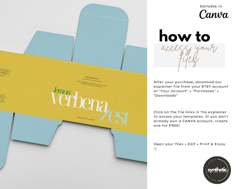 5 Personalized Candle Box Templates | Candle Gift Box | Custom Packaging |  Editable Template, Candle Box | 3x3x4.1 inches for 9 oz candle. Editable custom packaging for your own branding. Candle gift box,	personalized candle packaging,  logo box