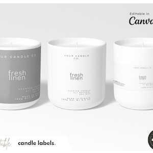 12 Minimalistische Kerzenetiketten, Kerzen-Branding für kleine Unternehmen, Canva Vorlage, Benutzerdefiniertes Kerzenetikett, Produkt-Branding, druckbares Etikett