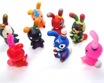 Tubitz Bunny Figurine, Cute Handmade Art Toy, Chibi Rabbit Figure, Adorable Small Animal Toy, Kawaii Handpainted Model, Kawaii Desk Friend