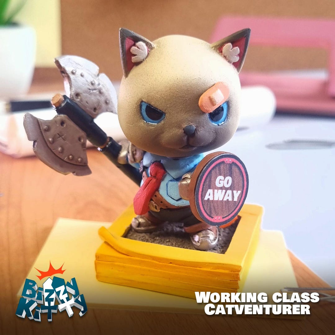 Handmade Polymer Clay Office Cat Figurine: Bizzy Kitty Desk Buddy - Etsy