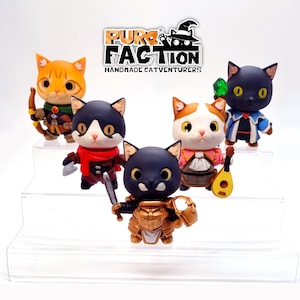 Custom Cat Adventurer Figurine: Handmade Polymer Clay Art Toy