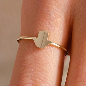 Hamsa Hand Ring: Solid 14K Gold Evil Eye Jewelry