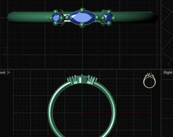 Custom Order for Katie – 10K Gold Ring with 4x2 mm Natural Blue Topaz & 1.5 mm Diamond Side Stones Payment Listing