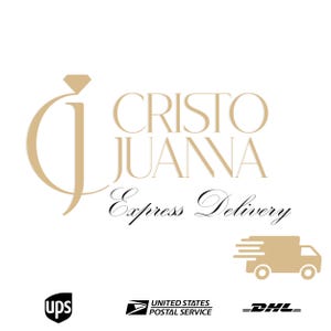 May include: A logo with the text "CRISTO JUANA" in a serif font, with "Express Delivery" in cursive. The logo includes a stylized "J" and a diamond shape. A delivery truck icon and shipping logos are also present.