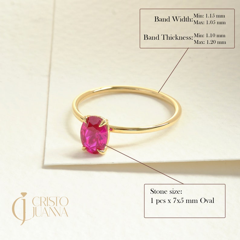 Oval Ruby Ring – 14K Solid Gold ❤️✨
This elegant oval ruby birthstone ring is crafted in solid gold and designed with a timeless solitaire setting. The rich red gemstone brings warmth, passion, and meaning to any look. Its slim, stackable band makes it perfect for daily wear—either on its own or paired with your favorite rings. A delicate and feminine piece for women who love classic ruby jewelry.