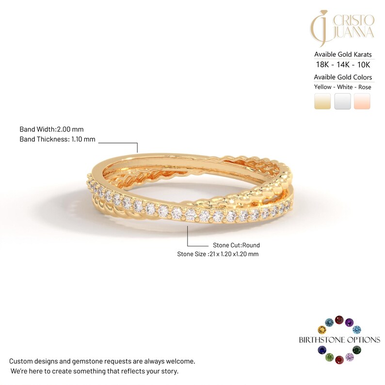 ✨ Criss Cross Diamond Ring | 14K Solid Gold Twisted Rope Band

Modern elegance meets timeless craftsmanship in this stunning Criss Cross Diamond Ring. Designed with a graceful X-shaped (criss-cross) silhouette and a textured twisted rope band, this ring blends minimalism with brilliance—perfect for everyday luxury and meaningful moments.