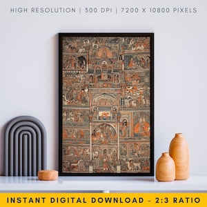 Large Persian Miniature Painting - Mughal Islamic Wall Art, Exquisite Persian Miniature Art, Mughal Miniature Art Print, Home Decor