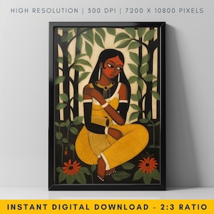 Tranquil Repose Haitian Painting, Kalighat Painting, Vintage Haitian Art, Caribbean Art, Vintage Painting, Colorful Painting