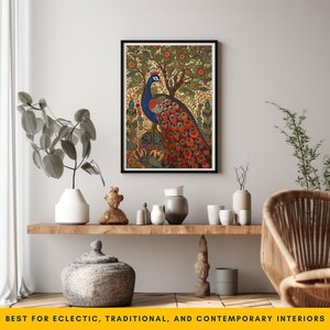 Buy Vibrant Madhubani Painting - Peacock Wall Art, Indian Folk Art ...