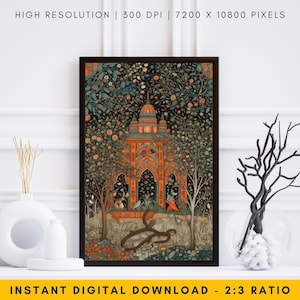 Exquisite Mughal Painting, Detailed Mughal Miniature Painting, Persian Miniature Painting, Mughal Islamic Wall Art, Ethnic Home Decor Gift