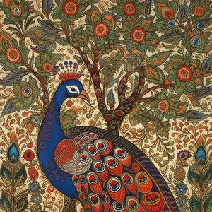 Buy Vibrant Madhubani Painting - Peacock Wall Art, Indian Folk Art ...