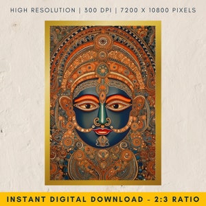 Traditional Shreenathji Madhubani Painting, Indian Folk Art Poster, Vintage Indian Art, Perfect for Ethnic Art Decor Gift | Digital Download