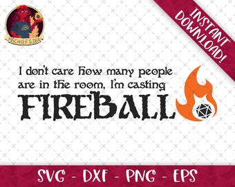 I'm Casting Fireball D20 SVG Bundle | Svg Eps Dxf Png Format Bundle | D&D Campaign | Cricut File | Dungeons and Dragons | CnC Files | Cut