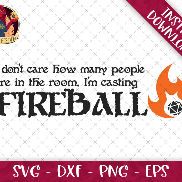 I'm Casting Fireball D20 SVG Bundle | Svg Eps Dxf Png Format Bundle | D&D Campaign | Cricut File | Dungeons and Dragons | CnC Files | Cut