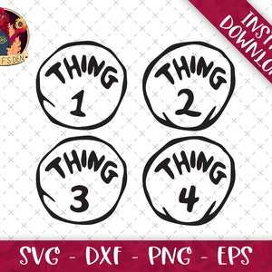 Thing 1 2 3 4 SVG Bundle | Svg Eps Dxf Png Format Bundle | Silhouette | Cricut File | Family Tshirts Group | Cut Files | Sublimation